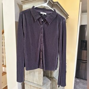 RO & DE Anthropologie Ribbed Button Up Blouse, Stretch